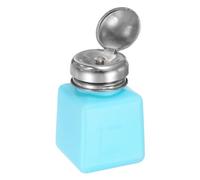 sourcing map Solvent Alcohol Dispenser 100ml(3.4oz) Press Type ESD Safe Anti-Splash Liquid Dispenser Pump with Sealing Stainless Steel Lid for Acetone Cleanser, Polish Remover, Blue