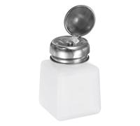 sourcing map Solvent Alcohol Dispenser 100ml(3.4oz) Push Down Liquid Dispenser Pump Bottle with Sealing Stainless Steel Lid for Acetone Solution, White