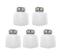 sourcing map Solvent Alcohol Dispenser 100ml/3.4oz White Push Down Liquid Dispenser Pump for Acetone Cleanser Polish Remover Makeup 5Pcs