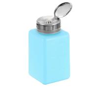 sourcing map Solvent Alcohol Dispenser 180ml(6.1oz) Nail Polish Remover Push Down Liquid Dispenser Pump Bottle with Stainless Steel Press Head for Acetone Solution, Blue