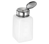 sourcing map Solvent Alcohol Dispenser 200ml(6.7oz) Push Down Liquid Dispenser Pump with Sealing Stainless Steel Lid for Acetone Solution, White