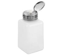 sourcing map Solvent Alcohol Dispenser 200ml(6.8oz) Nail Polish Remover Push Down Liquid Dispenser Pump Bottle with Stainless Steel Press Head for Acetone Solution, White