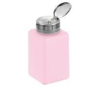 sourcing map Solvent Alcohol Dispenser 200ml(6.8oz) Nail Polish Remover Push Down Liquid Dispenser Pump Bottle with Stainless Steel Press Head for Acetone Cleanser Polish Remover, Red