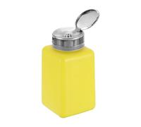 sourcing map Solvent Alcohol Dispenser 200ml(6.8oz) Nail Polish Remover Push Down Liquid Dispenser Pump Bottle with Stainless Steel Press Head for Acetone Solution, Yellow