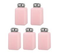sourcing map Solvent Alcohol Dispenser 200ml/6.8oz Pink Push Down Liquid Dispenser Pump for Acetone Cleanser Polish Remover Makeup 5Pcs