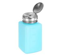 sourcing map Solvent Alcohol Dispenser, 200ml(6.8oz), Press Type, Blue | ESD Safe Anti-Splash Liquid Dispenser Pump with Sealing Stainless Steel Lid for Acetone Cleanser, Polish Remover