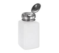 sourcing map Solvent Alcohol Dispenser, 200ml(6.8oz), Press Type, White | ESD Safe Anti-Splash Liquid Dispenser Pump with Sealing Stainless Steel Lid for Acetone Cleanser, Polish Remover