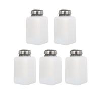 sourcing map Solvent Alcohol Dispenser 200ml/6.8oz White Push Down Liquid Dispenser Pump for Acetone Cleanser Polish Remover Makeup 5Pcs