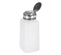 sourcing map Solvent Alcohol Dispenser 250ml(8.5oz) Press Type ESD Safe Anti-Splash Liquid Dispenser Pump with Sealing Stainless Steel Lid for Acetone Cleanser, Polish Remover, White