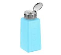 sourcing map Solvent Alcohol Dispenser 250ml(8.8oz) Nail Polish Remover Push Down Liquid Dispenser Pump Bottle with Stainless Steel Press Head for Acetone Solution, Blue