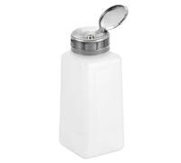 sourcing map Solvent Alcohol Dispenser 250ml(8.8oz) Nail Polish Remover Push Down Liquid Dispenser Pump Bottle with Stainless Steel Press Head for Acetone Solution, White