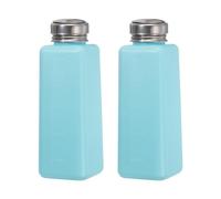 sourcing map Solvent Alcohol Dispenser 500ml/17oz Blue Push Down Liquid Dispenser Pump for Acetone Cleanser Polish Remover Makeup 2Pcs