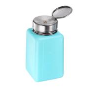 sourcing map Solvent Alcohol Dispensers 200ml(6.8oz) Push Down Liquid Dispenser Pump Bottle with Sealing Stainless Steel Lid for Acetone Solution, Blue