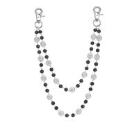 sourcing map Sparkly Ceramic Beads Wallet Chain, Bohemian Layered Pants Chains Hip Hop Waist Jean Purse Chains with Rhinestones for Men Women Clothing Bag Accessories, White+Black