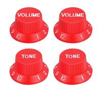 sourcing map Speed Control Knobs 6mm ID 2 Volume 2 Tone Top Hat Guitar Bell Knobs for ST/SQ Electric Guitar Plastic Red with White Characters 2Set
