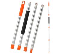 sourcing map Spin Mop Replacement Handle, 4 Section 76-to-148cm Easy Wring Mop Replacement Stick Screw Joint with Sponge Grip for Floor Ceiling Wall Clean, Orange(Head & Base Not Included)