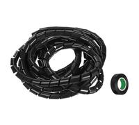 sourcing map Spiral Cable Wrap 14.8ft/4.5M 14mm Cable Management Sleeve Cord Organizer Flexible PE for Computer Wire, Charging Cable Black with Tape