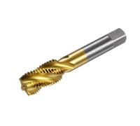 sourcing map Spiral Flute Threading Tap M22 x 2.5, Metric HSS (High Speed Steel) Titanium Plated Machine Thread Screw Tap 4 Flutes Tapping Tool H2 Tolerance