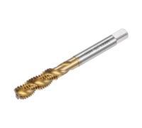 sourcing map Spiral Flute Threading Tap M8 x 1.25, Metric HSS (High Speed Steel) Titanium Plated Machine Thread Screw Tap 3 Flutes Tapping Tool H2 Tolerance
