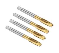 sourcing map Spiral Point Plug Threading Tap 5/16-18 UNC Thread, Ground Threads H2, High Speed Steel 6542, Titanium Coated, Screw Taps Tapping Bit for Thread Repair, 4pcs