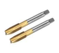 sourcing map Spiral Point Plug Threading Tap M10 x 1.5 Thread, Ground Threads H2 3 Flutes, High Speed Steel 6542, Titanium Coated, Metric Screw Taps Tapping Bit for Thread Repair, 2pcs