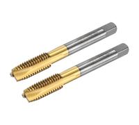 sourcing map Spiral Point Plug Threading Tap M12 x 1.75 Thread, Ground Threads H2 3 Flutes, High Speed Steel 6542, Titanium Coated, Metric Screw Taps Tapping Bit for Thread Repair, 2pcs