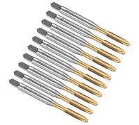 sourcing map Spiral Point Plug Threading Tap M3 x 0.5 Thread, Ground Threads H2, High Speed Steel 6542, Titanium Coated, Metric Screw Taps Tapping Bit for Thread Repair, 10pcs