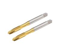 sourcing map Spiral Point Plug Threading Tap M6 x 0.75 Thread, Ground Threads H2 3 Flutes, High Speed Steel HSS 6542, Titanium Coated, Metric Screw Taps Tapping Bit for Thread Repair, 2pcs