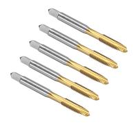sourcing map Spiral Point Plug Threading Tap M6 x 1 Thread, Ground Threads H2, High Speed Steel 6542, Titanium Coated, Metric Screw Taps Tapping Bit for Thread Repair, 5pcs