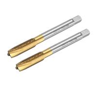 sourcing map Spiral Point Plug Threading Tap M8 x 1 Thread, Ground Threads H2 3 Flutes, High Speed Steel 6542, Titanium Coated, Metric Screw Taps Tapping Bit for Thread Repair, 2pcs