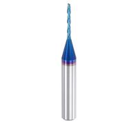 sourcing map Spiral Router Bit, 1/16" Cut Dia. Up Cut 2-Flute Solid Carbide End Mill with 1/4" Shank for CNC Wood Carving Engraving, 1/2" Cut Length, Blue Nano Coated