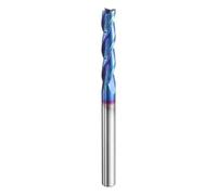 sourcing map Spiral Router Bit 1/4" Cut Dia 1/4" Shank Up Cut Blue Nano Coated Solid Carbide 3 Flutes CNC End Mill Milling Bits for Wood Plastic Soft Metal (1-1/4" Cut Length 3" Long)