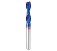 sourcing map Spiral Router Bit, 1/4" Cut Dia. Up Cut 2-Flute Solid Carbide End Mill with 1/4" Shank for CNC Wood Carving Engraving, 1" Cut Length, Blue Nano Coated