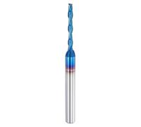 sourcing map Spiral Router Bit, 1/8" Cut Dia. Up Cut 2-Flute Solid Carbide End Mill with 1/4" Shank for CNC Wood Carving, 1" Cut Length, Total Length 3", Blue Nano Coated