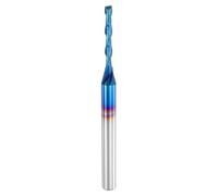 sourcing map Spiral Router Bit, 1/8" Cut Dia. Up Cut 2-Flute Solid Carbide End Mill with 1/4" Shank for CNC Wood Carving Engraving, 1" Cut Length, Blue Nano Coated