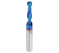 sourcing map Spiral Router Bit, 3/16" Cut Dia. Up Cut 2-Flute Solid Carbide End Mill with 1/4" Shank for CNC Wood Carving, 3/4" Cut Length,Total Length 2" Blue Nano Coated