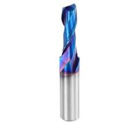 sourcing map Spiral Router Bit, 3/8" Cut Dia. Up Cut 2-Flute Solid Carbide End Mill with 1/2" Shank for CNC Wood Carving Engraving, 1-1/4" Cut Length, Blue Nano Coated