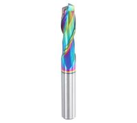 sourcing map Spiral Router Bit, 3/8" Cut Dia. Up Cut 2-Flute Solid Carbide End Mill with 3/8" Shank for CNC Wood Carving Engraving, 1-1/4" Cut Length, Diamond-Like Carbon Coated