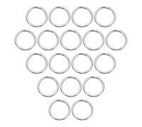 sourcing map Split Key Rings, 1.4mm Thick 20mm OD 304 Stainless Steel Open Jump Ring Solid Flat Keychain Loop Buckle for Keychains Car Key Hanging, 40pcs