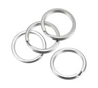sourcing map Split Keychain Rings, 1.2x15mm Round Flat Key Holder for Home Car Keys Organization, Nickel Plated, Silver Tone 36Pcs
