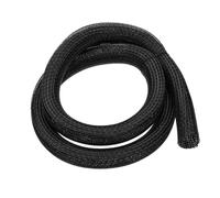 sourcing map Split Sleeve Wire Loom 1-1/4" 5Ft Black Self Wrapping Braided Sleeve UL94-V2 Fireproof PET Sleeving for Automotive, Home Cable Management