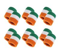 sourcing map Sports Wristbands, 12 Pack Absorbent Sweatband Competitions Wrist Band Sweat Band for Men Women Tennis Basketball Football Running, Green White Orange