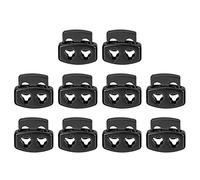 sourcing map Spring Cord Lock End Toggle, 10Pcs Double Hole Spring Stopper Alloy Fastener Slider Toggles Clip for Drawstrings, Shoelaces, Bags (Black,15x13.5mm)