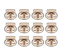 sourcing map Spring Cord Lock End Toggle, 12Pcs Double Hole Spring Stopper Alloy Fastener Slider Toggles Clip for Drawstrings, Shoelaces, Bags (Gold,17x15mm)