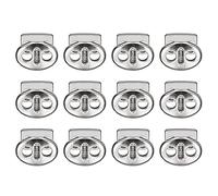 sourcing map Spring Cord Lock End Toggle, 12Pcs Double Hole Spring Stopper Alloy Fastener Slider Toggles Clip for Drawstrings, Shoelaces, Bags (Bright Silver,17x15mm)