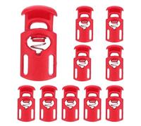 sourcing map Spring Cord Locks Plastic Single Hole Toggle Stopper Drawstring Cord Stops Fastener for Shoelaces Paracord Bags Clothing DIY Projects, Red, Pack of 10