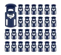 sourcing map Spring Cord Locks Plastic Single Hole Toggle Stopper Drawstring Cord Stops Fastener for Shoelaces Paracord Bags Clothing DIY Projects, Navy Blue, Pack of 30