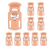 sourcing map Spring Cord Locks Plastic Single Hole Toggle Stopper Drawstring Cord Stops Fastener for Shoelaces Paracord Bags Clothing DIY Projects, Nature Color, Pack of 10