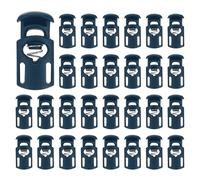 sourcing map Spring Cord Locks Plastic Single Hole Toggle Stopper Drawstring Cord Stops Fastener for Shoelaces Paracord Bags Clothing DIY Projects, Dark Green, Pack of 30