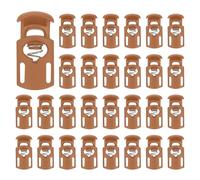 sourcing map Spring Cord Locks Plastic Single Hole Toggle Stopper Drawstring Cord Stops Fastener for Shoelaces Paracord Bags Clothing DIY Projects, Natural Color, Pack of 30